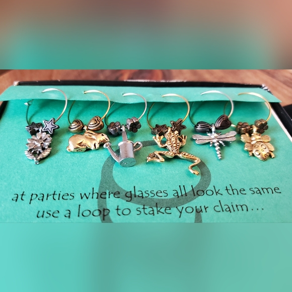 Garden Themed Wine Glass Charms The Original 'that wine is mine!' Set Of 6 New - Picture 6 of 8